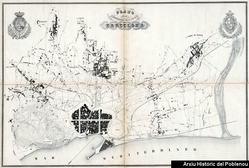 11810 Plànol de rodalies de Barcelona 1855