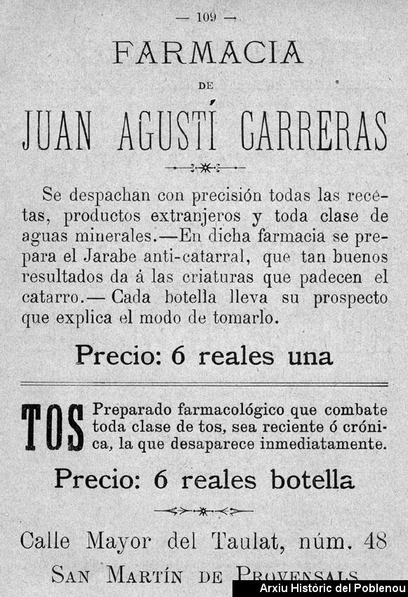 07849 Anunci Agustí Carreras 1888