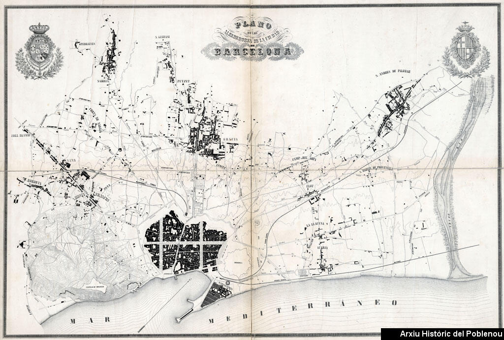 11810 Plànol de rodalies de Barcelona 1855