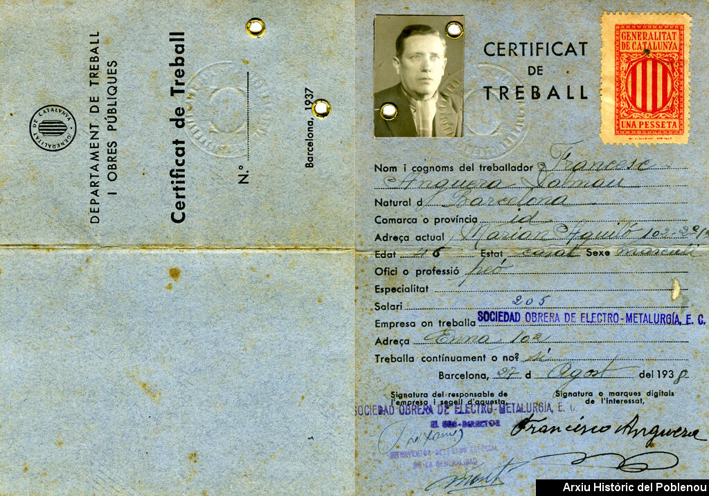 13765 Certificat de treball 1938