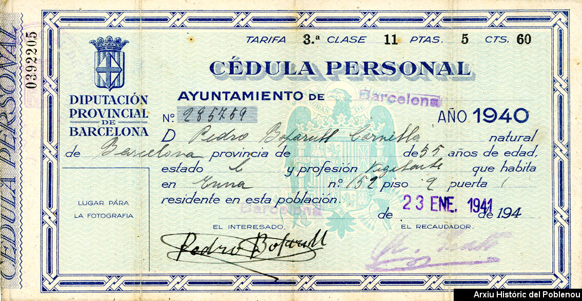 23610 Cèdula personal 1941