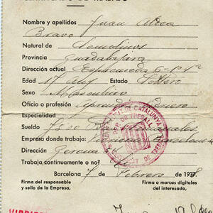 07890 Certificat de treball 1938