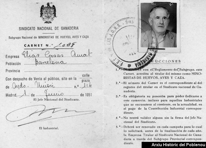 08379 Carnet Sindicato Ganadería 1951