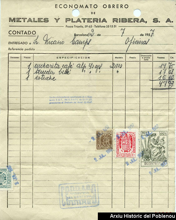 07892 Economato Ribera 1957