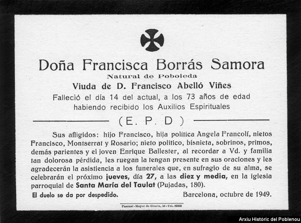 11906 Enterrament Francisca Borrás 1949
