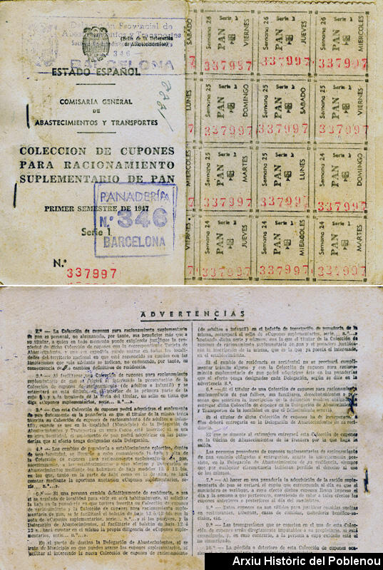 13766 Cupones para el racionamiento 1947