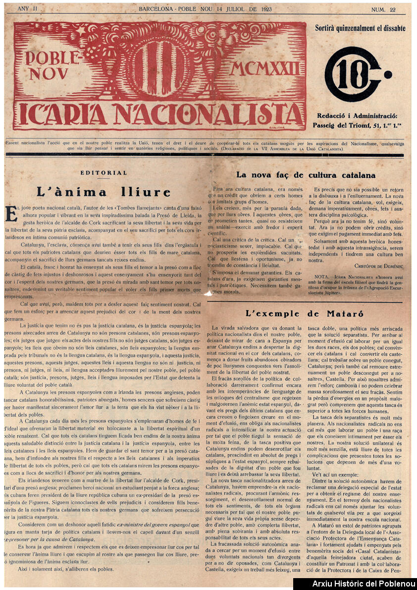 22905 Icària nacionalista 1923