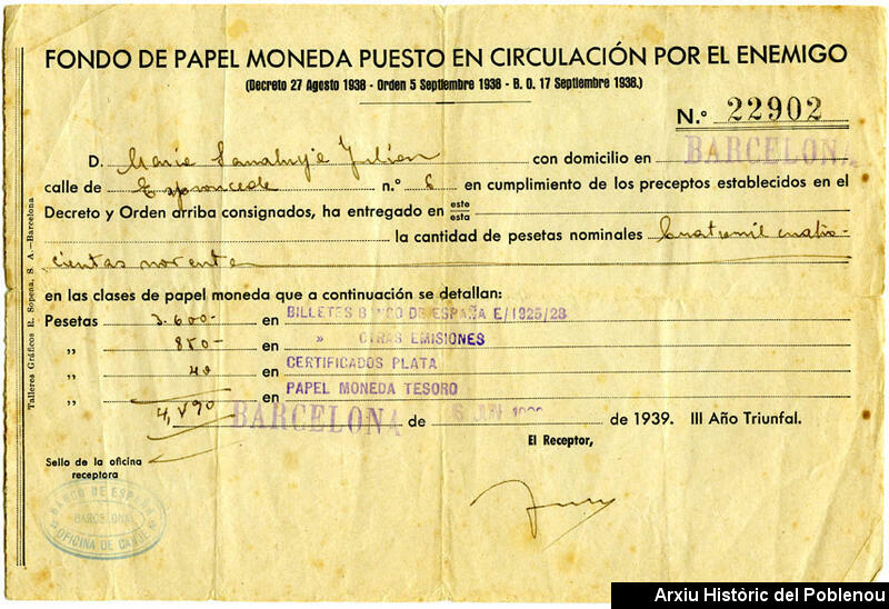 08433 Fondo papel moneda 1939